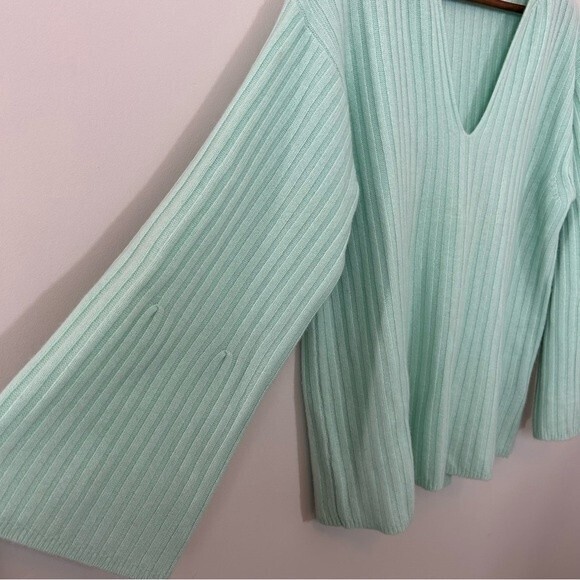 J Crew 100% Cashmere Ribbed Sweater Iced Mint Green Size Medium - Picture 5 of 10